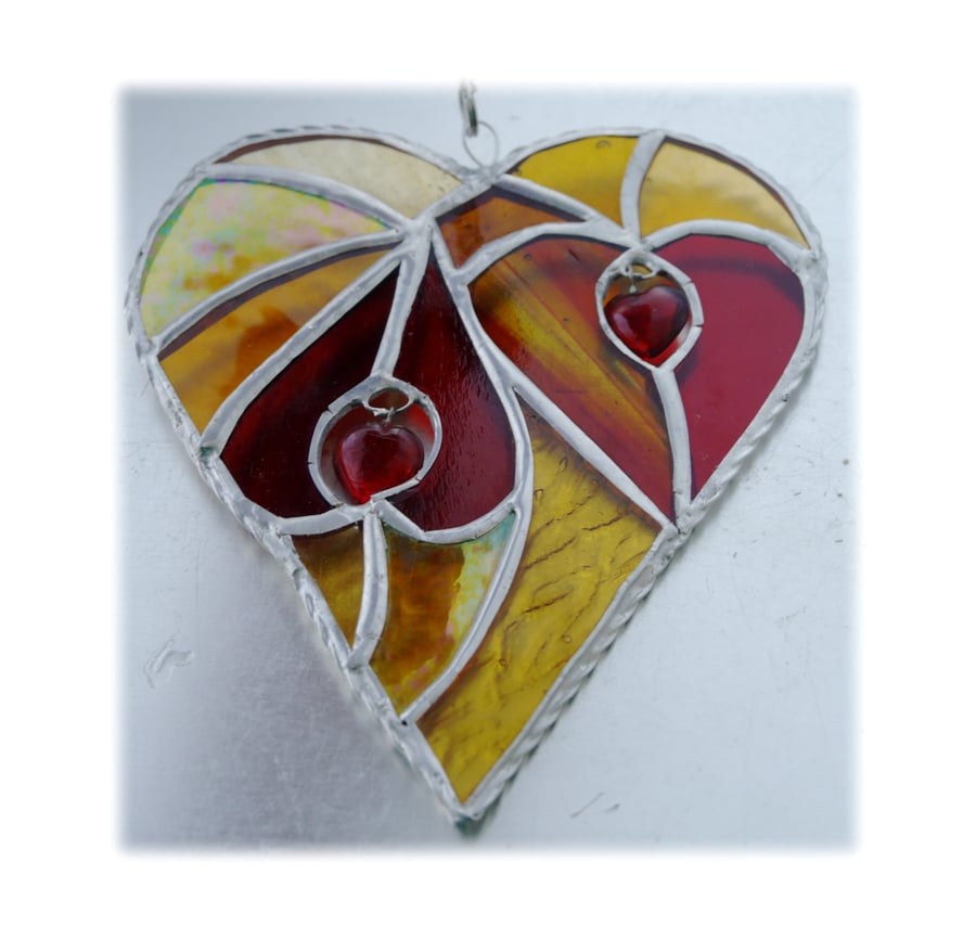 Golden Wedding Heart of Hearts Suncatcher  Stained Glass 002