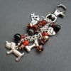 Dog Bag Charm Silver Coloured Semi Precious Stone and Crystal Beads