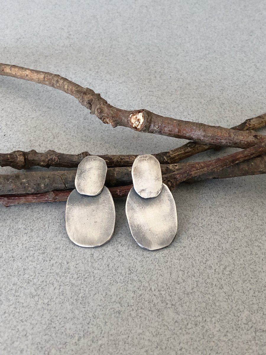 Silver Disk Earrings - Silver Earrings - Handmade Silver Earrings