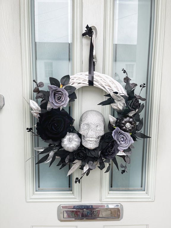 Halloween wreath for front door, ghost wreath, skull wreath, pumpkin wreath, aut