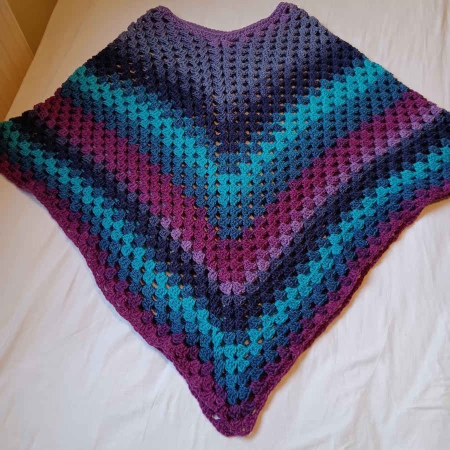 Crochet Women's Poncho (Dark Autumn) - great for in-between weather!