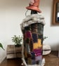 Boho Hippy Chic Bottle Decoration Folk Art Patchwork & Fur Trim 35cm Height - Image 4