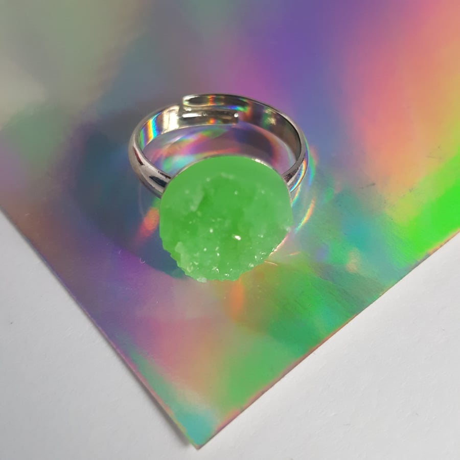 Resin Druzy Ring - Green