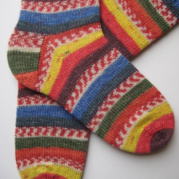 hand knit mens wool socks size 8-10