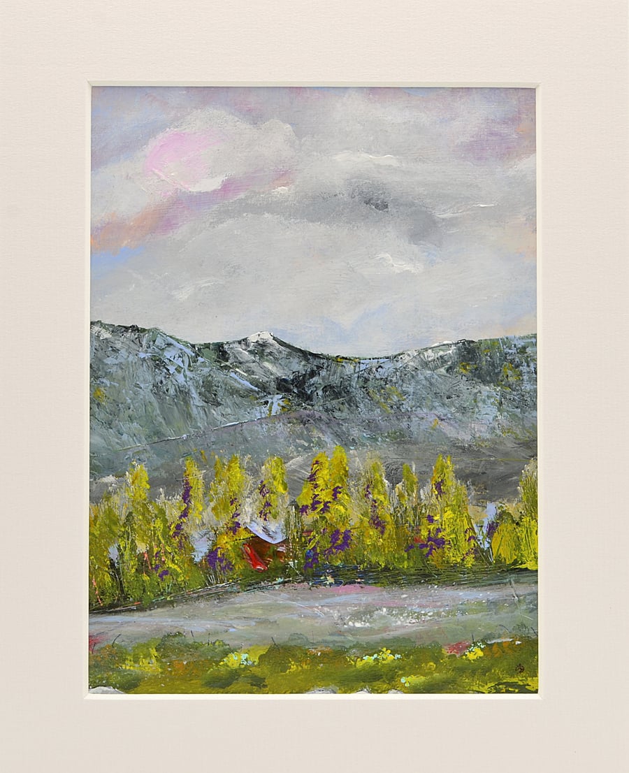 A Modern Painting of the River Walk, Ballater, Scotland. 10 x 8 inches.