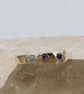 Golden Fusion Hammered Silver Ring with Cubic Zirconia - Size L - Image 8