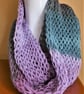 Drop stitch infinity scarf - purple, lilac and teal