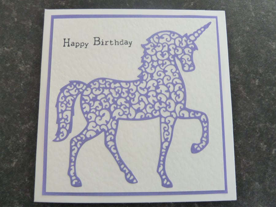 Sale purple unicorn happy birthday card
