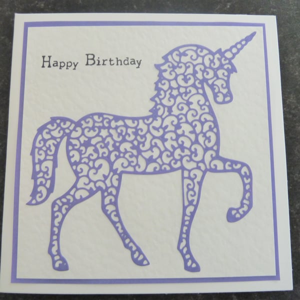 Sale purple unicorn happy birthday card