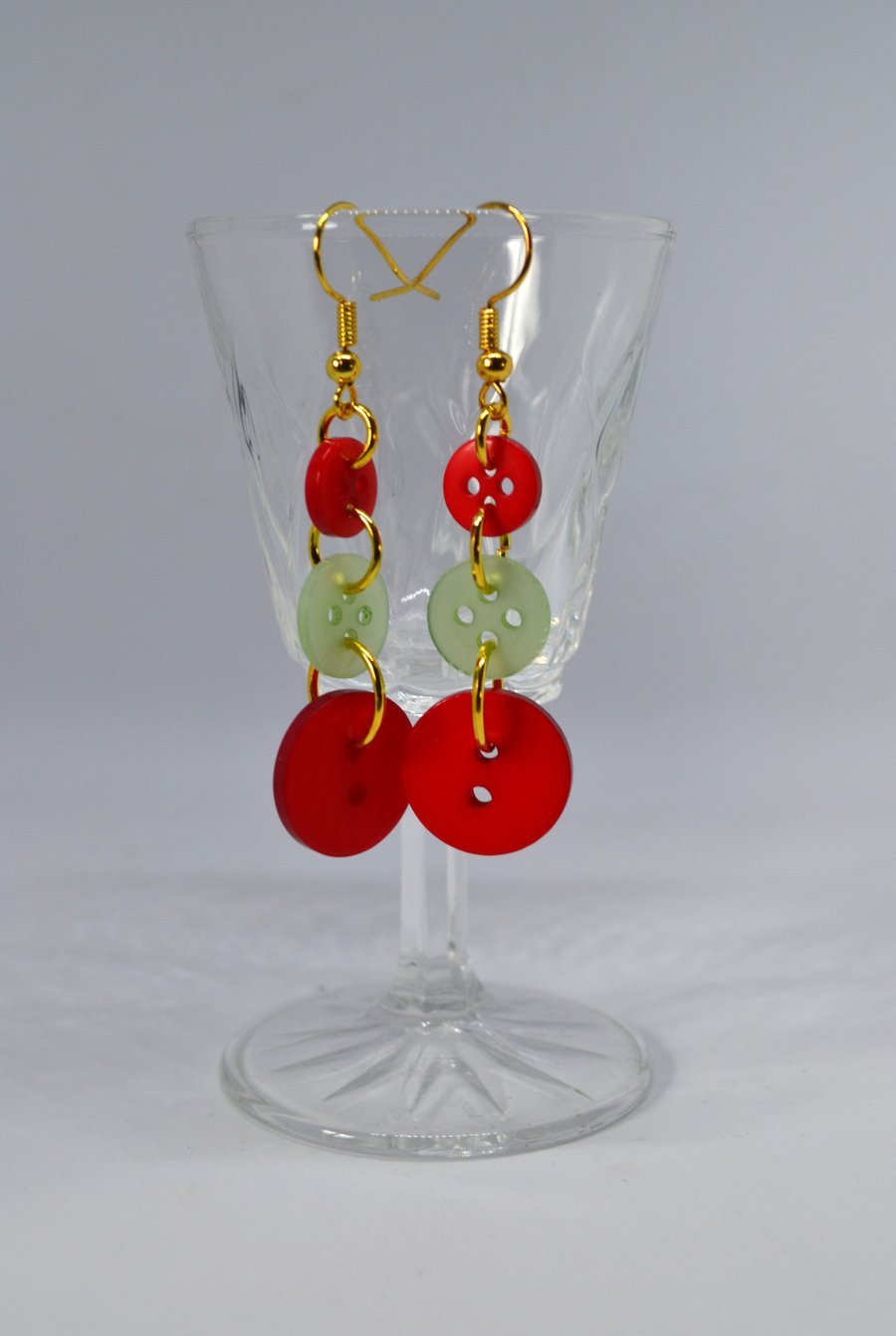 Long Christmas Button Earrings