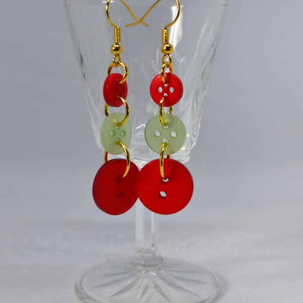 Long Christmas Button Earrings