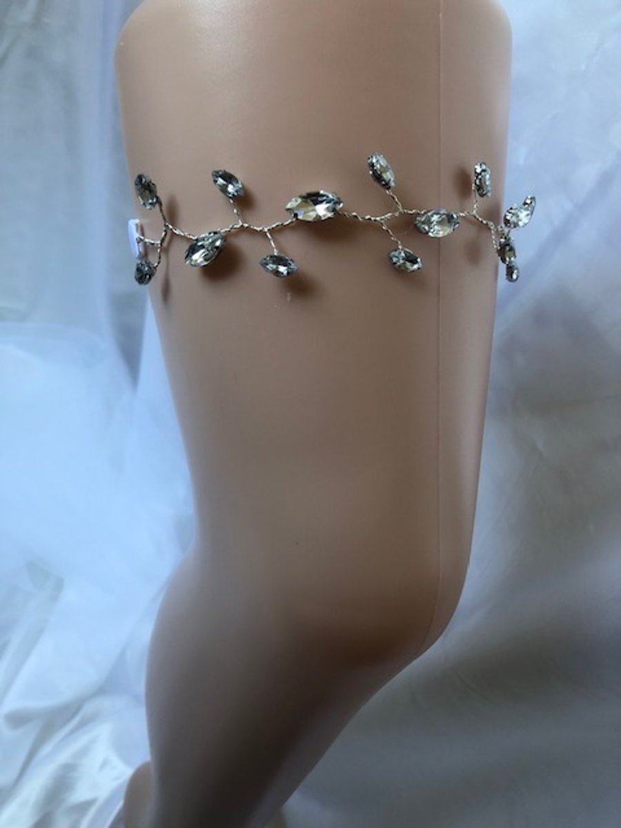 DUSK - Diamante Bridal Vine Garter - Other Options - Many Sizes Available 
