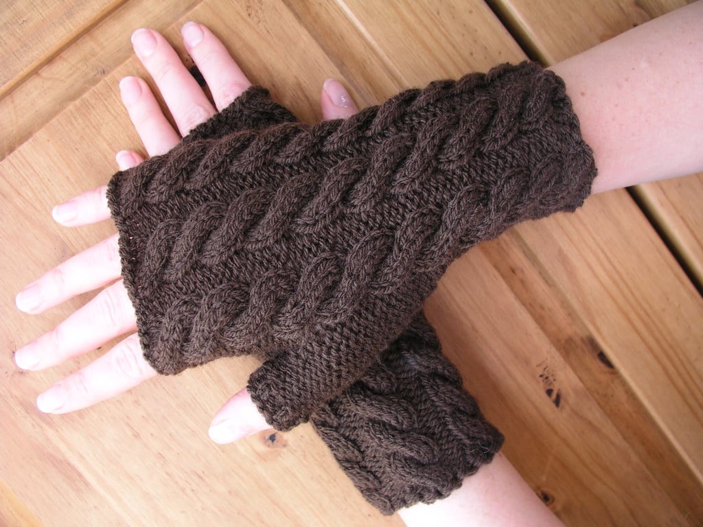 Hand knitted ladies fingerless gloves wrist warmers