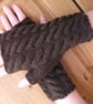 Hand knitted ladies fingerless gloves wrist warmers - Image 1
