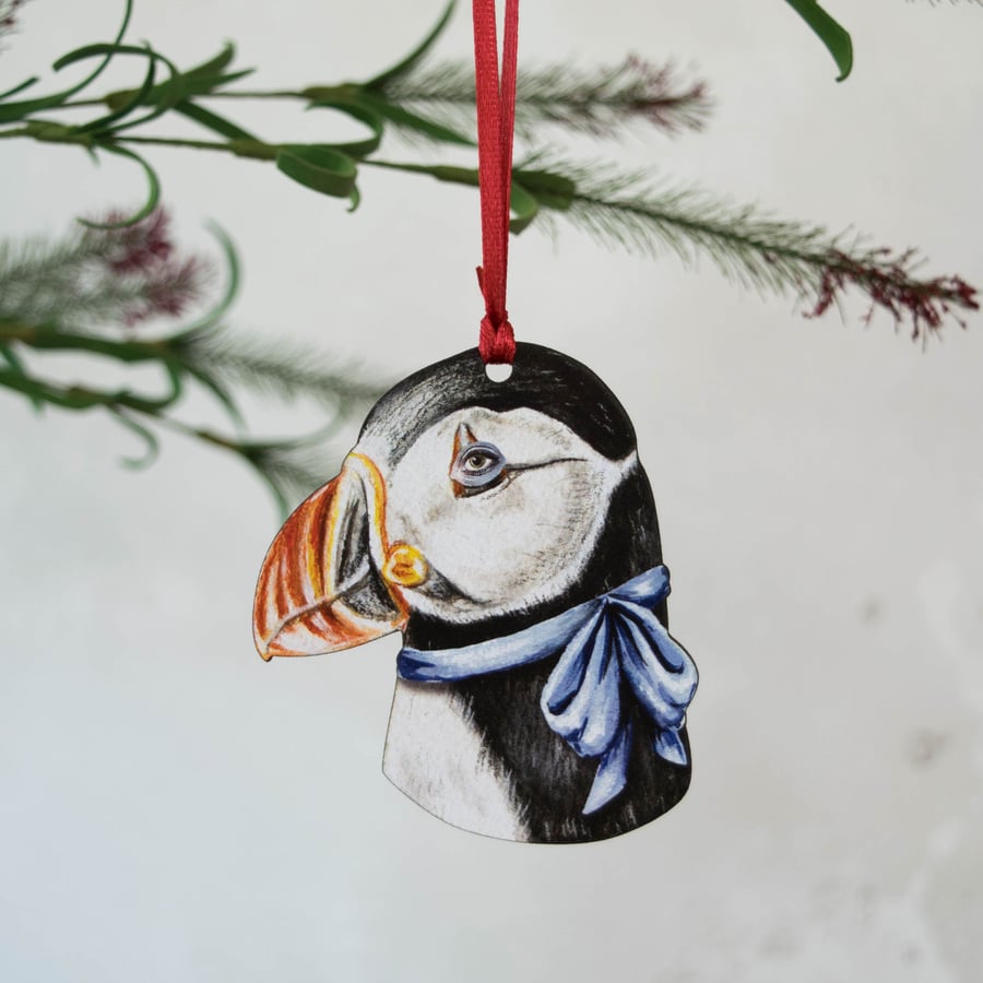 Puffin bird hanging decoration