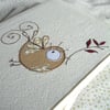embroidered peace dove fabric notebook cover - A5 size
