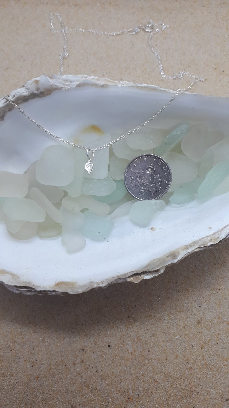 Fine silver mini leaf pendant