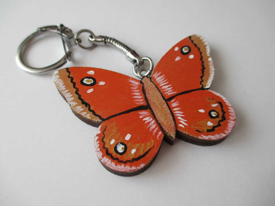 Butterfly Keyring Hand Painted Wooden Key Ring Key Chain 