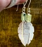 Sterling Silver Feathers & Prehnite Earrings - Image 2