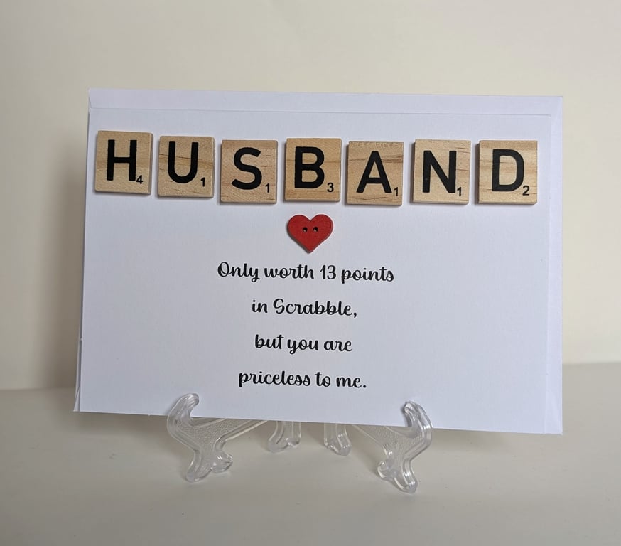 Husband only worth 13 points in Scrabble greetings card