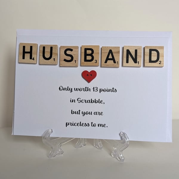 Husband only worth 13 points in Scrabble greetings card