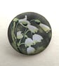 Circular Floral Enamelled Brooch - Snowdrop