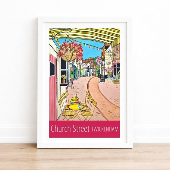 Twickenham Church Street travel poster print by Susie West
