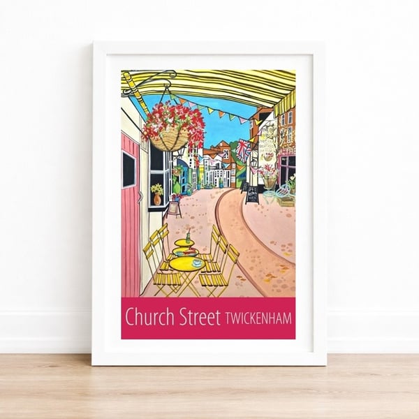 Twickenham Church Street travel poster print by Susie West