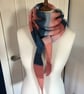 Shawl Triangular Scarf in cotton mix Pastel colours handknitted 193cms long