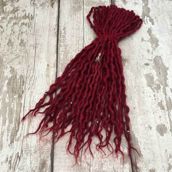 Crimson - Wool Dreadlocks - Choose Your Amount and Length 