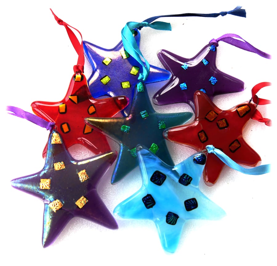 Star Fused Glass Hanging Decoration 8cm Dichroic decoration