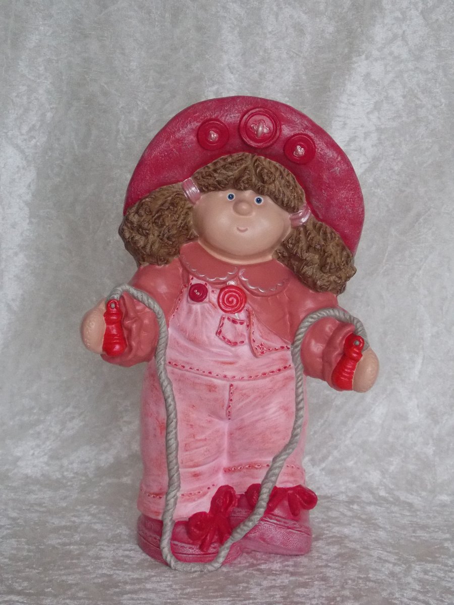 Ceramic Large Hand Painted Female Girl Figurine Pink Ornament Decoration.