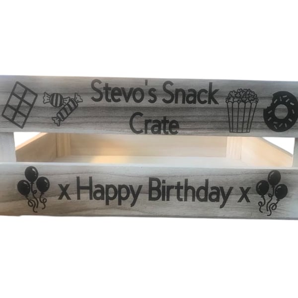Personalised Wooden Birthday Crate - Custom Name Gift Box, Handmade Keepsake & R