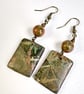 Skeletal Leaf Dangle Earrings with Unakite Stones - Image 2