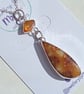 Suture Ammonite Necklace Amber with Insect Sterling Silver Jewellery Gift 925