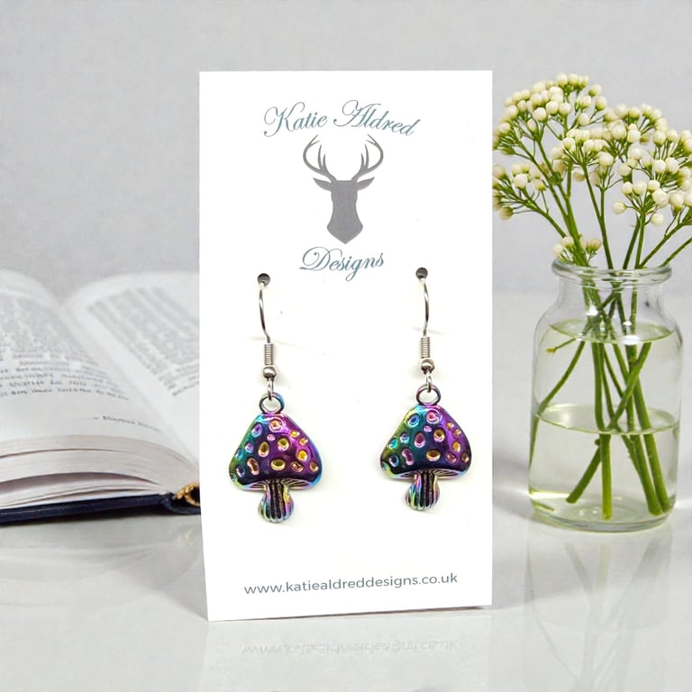 Charm Earrings - Purple Pearl Toadstool
