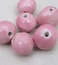 6 Medium Shell Pink Glazed Clay Beads - Image 2