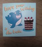 Happy shark with cake birthday card - Image 2