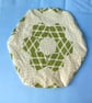 Round cushion cover in green & cream patchwork Laura Ashley. Slightly imperfect. - Image 1
