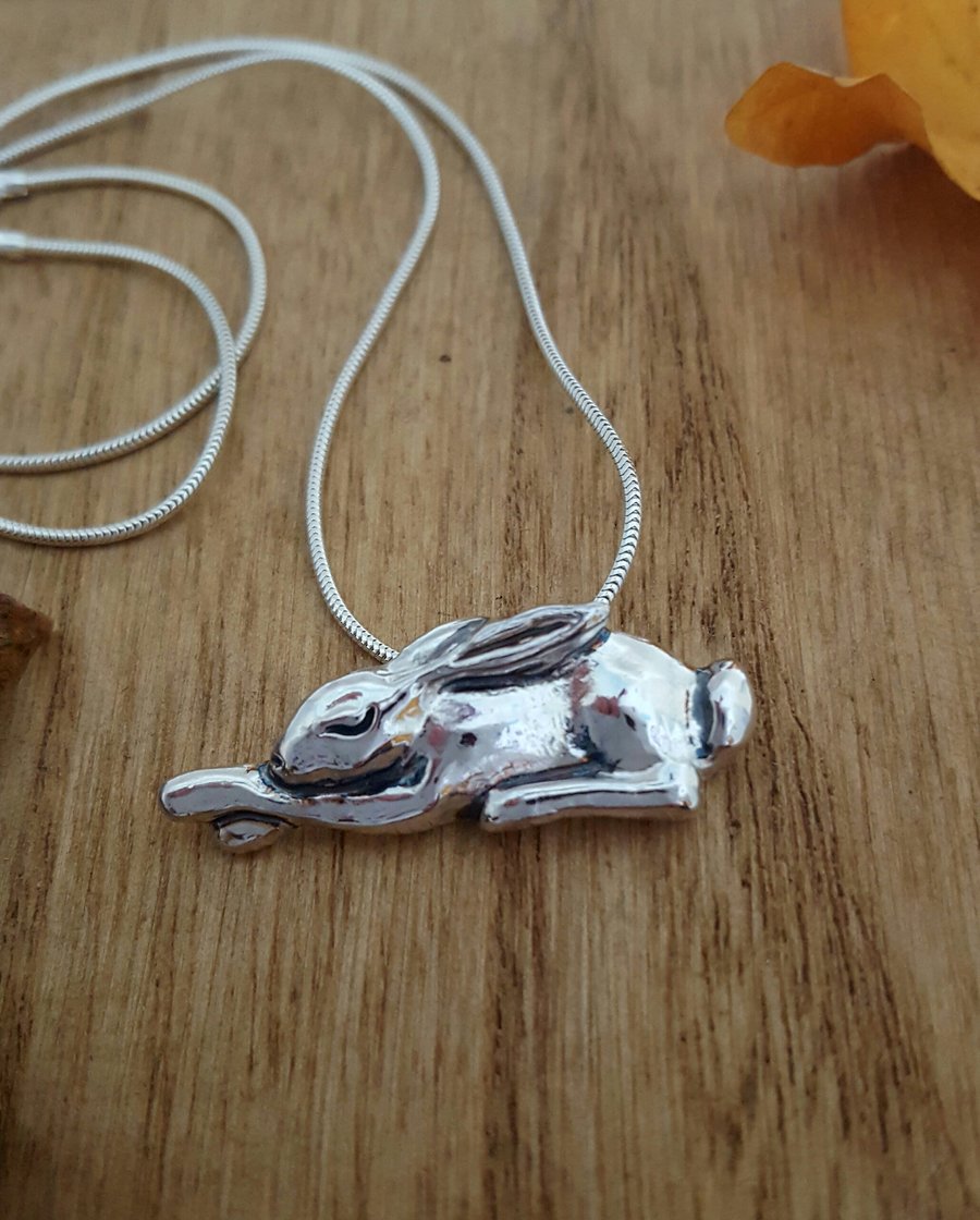 Morpheus- Silver Sleeping Hare Pendant
