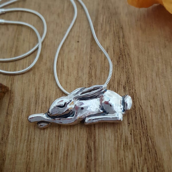 Morpheus- Silver Sleeping Hare Pendant