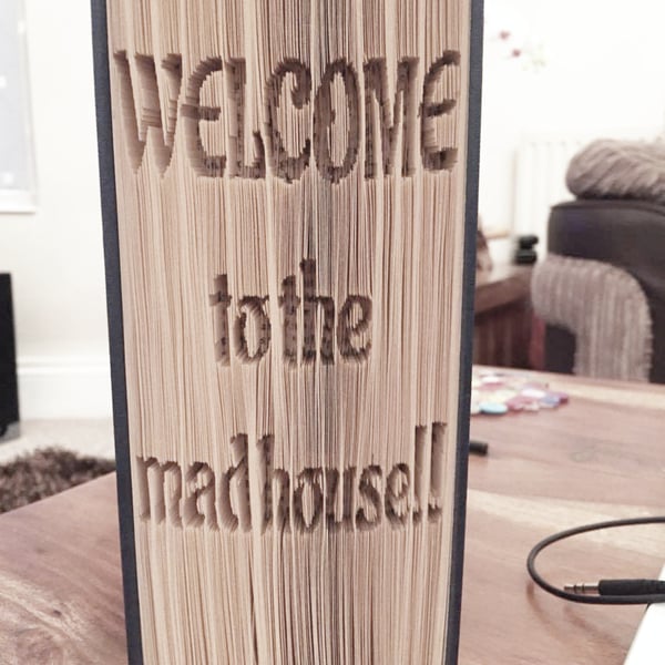 Welcome to the mad house CUT & FOLD Book Folding Pattern - EMAILED PDF PATTERN