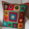 Multicoloured Squares Crochet Cushion Cover
