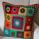 Multicoloured Squares Crochet Cushion Cover