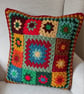 Multicoloured Squares Crochet Cushion Cover