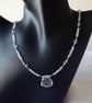 Crystal Quartz Carved Heart Necklace with Sterling Silver April Aries Birthstone