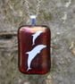 Red irid dolphin glass pendant, fused glass pendant, dolphin pendant,F35 - Image 5