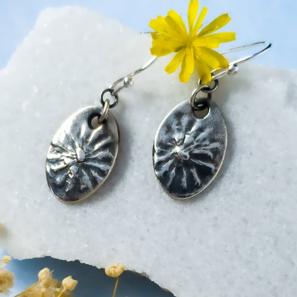Nipplewort Flower Earrings in Recycled Fine and Sterling Silver