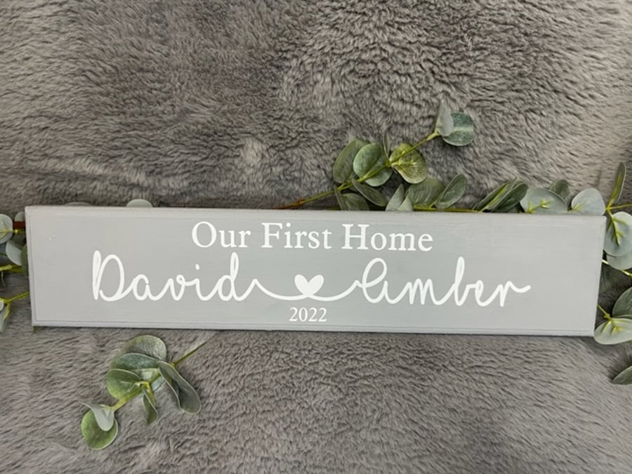 New Home Plaque. Our First Home. Personalised Sign