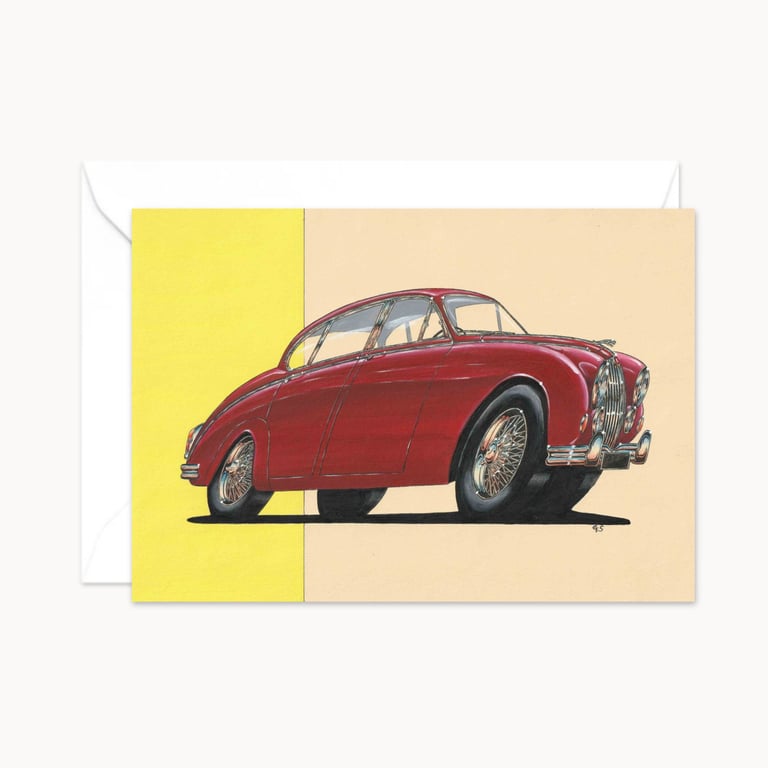 Jaguar Greeting Card: Mid Century Classic Car Illustration (417)